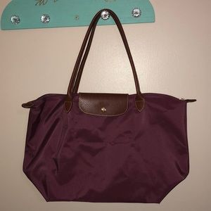 Longchamp Large Le Pilage Nylon Tote-Plum